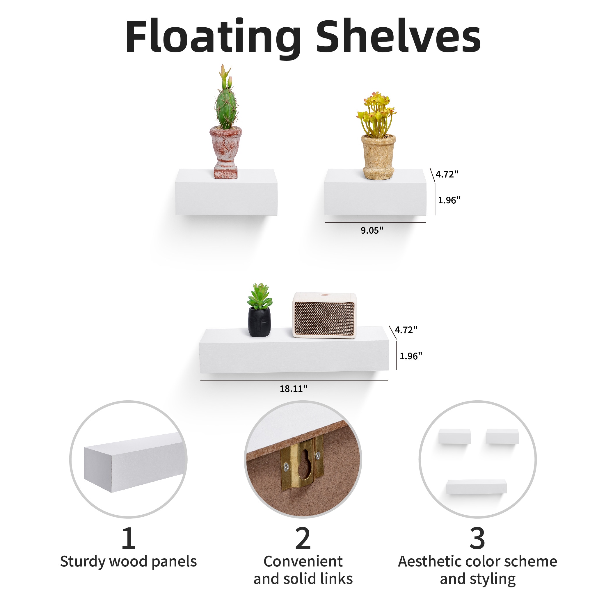Floating Shelves Wall Mounted Wood Shelves For Home Decor White_voghion.com
